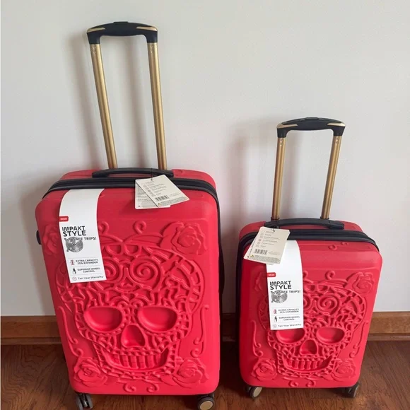 “IT IMPAKT STYLE 2025 LUGGAGE” RED SKULL”HARDSIDE ROLLER LUGGAGE - Picture 4 of 9